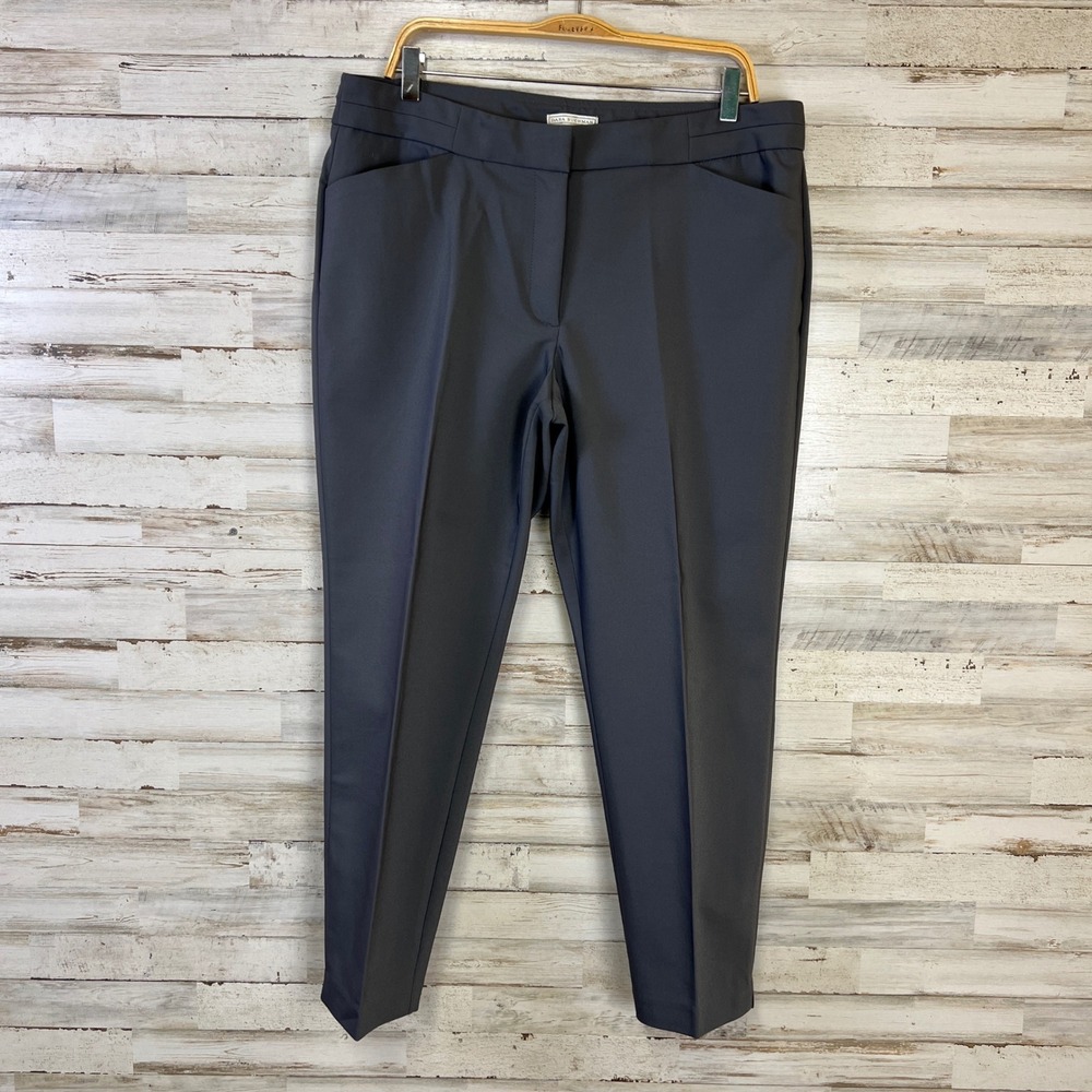Dana Buchman Pants Women 14 Gray Stretch Dress Trouser Ankle Slit